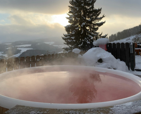Hot Pot bei Sonnenuntergang!