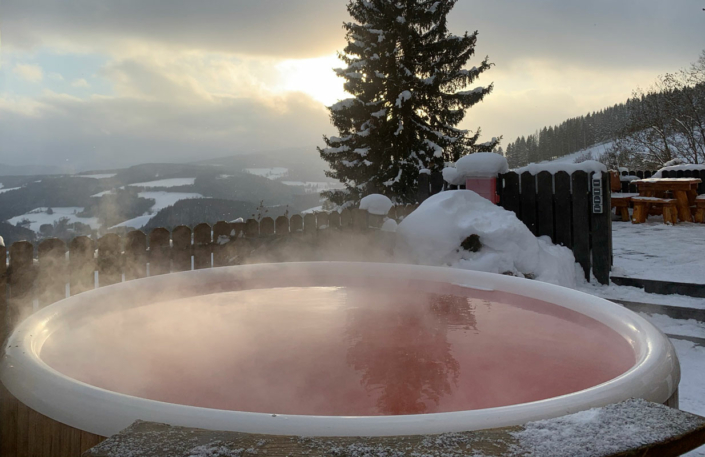 Hot Pot bei Sonnenuntergang!