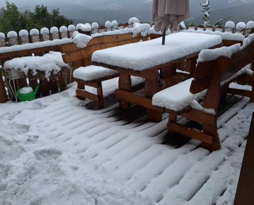 Schneefall auf der Hütte - Keine Schäden durch Starkregen